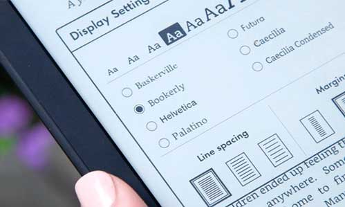 kindle oasis, distintas fuentes tipográficas